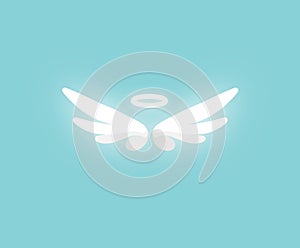 Illustration angel wings isolated on blue  background