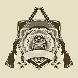 Illustration of angry bear head