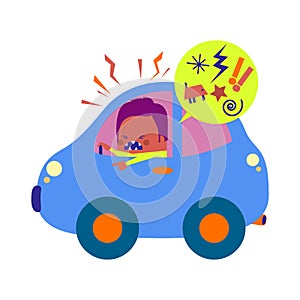 Illustration of an angry driver -  lifestyle facts attitude design