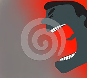 illustration of an angry man in profile who screams in anger