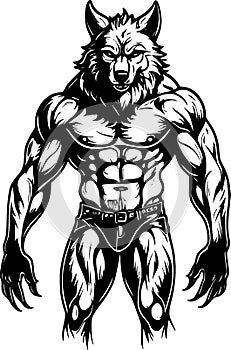 illustration of angry wolf cartoon