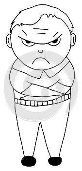 Illustration of an angry young boy on a white background. Cartoon character