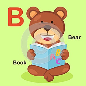 Illustration Animal Alphabet Letter B-Bear,Book