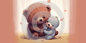 Illustration Animals cartoon. Friendship Day, the world holiday of human connections. Generative AI