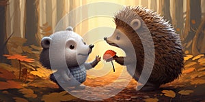 Illustration Animals cartoon. Friendship Day, the world holiday of human connections. Generative AI