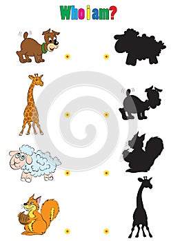 Illustration of animation silhouettes of animals for the childre