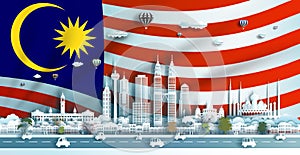 Illustration Anniversary celebration Malaysia day in national flag background