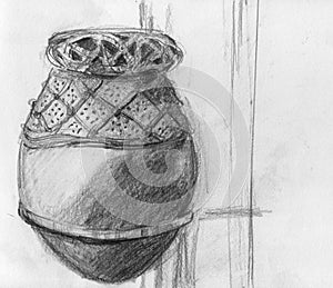 Illustration of an antique African pot.