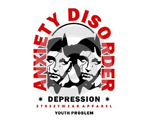 Illustration of anxiety disorder t shirt streetwear
