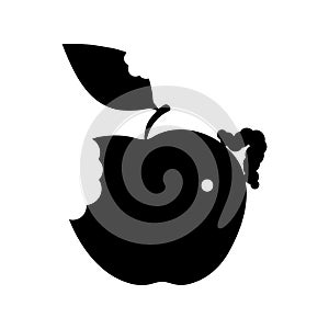 illustration apple, caterpillar, leaf icon