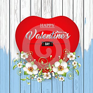 Illustration with apple flowers for Valentine\'s Day