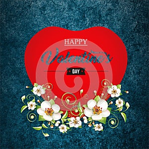 Illustration with apple flowers for Valentine\'s Day