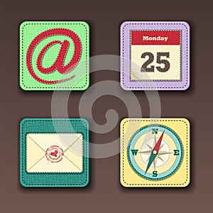 Illustration of apps icon set in textile styles