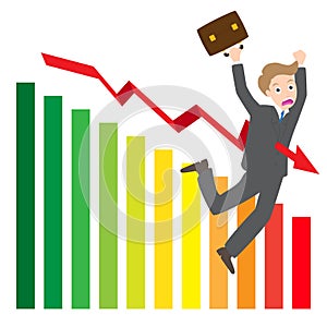 Illustration of arrow wave statistics on chart kill businessman
