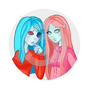 Illustration. Art creation Zombie girls