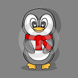 illustration art cute cartoon penguin with scraft character design