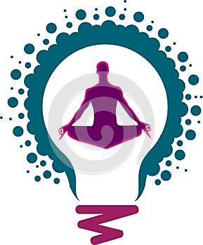 Illustration art of light lamp logo and power of zen yoga with isolated background