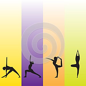 Illustration art of yoga with colorful vertical stripes screen