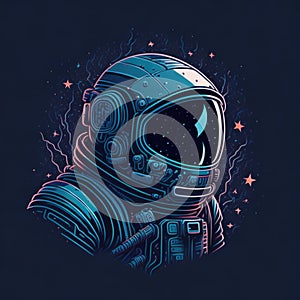 An illustration of an astronaut with a blue background photo
