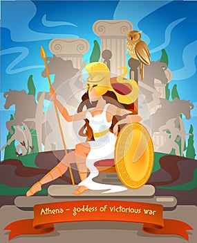 Illustration Athena Goddess of Victorious War.