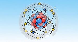 Illustration of Atomic Structure with Electron Orbits and Nucleus