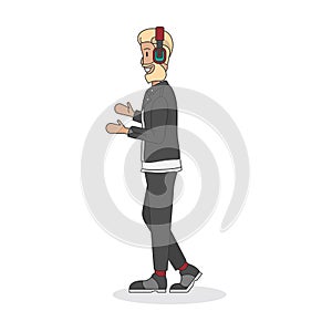 Illustration of an audio engineer or a music producer