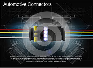 Illustration of an automotive connector. Can be used as advertising. Technical background vector. All elements of the image are gr