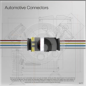 Illustration of an automotive connector. Can be used as advertising. Technical background vector. All elements of the image are gr