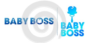 Illustration of baby boss logotype lettering text effect isolated white background, applicable for screen printing clothes