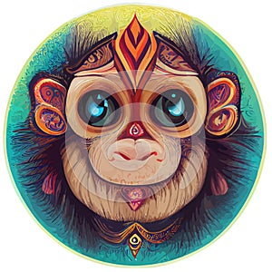 illustration vector of baby monkey hand draw tribal style isolated on white perfect for baby design