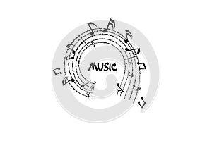 Illustration background of music notes on white