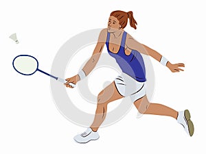 Illustration of a badminton player , vector draw