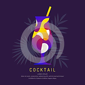 Illustration for bar menu alcoholic cocktail. Vector drawing of a Drink.