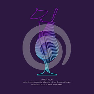 Illustration for bar menu alcoholic cocktail. Vector drawing of a Drink.