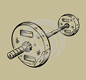 Illustration of barbell. Sports equipment, fitness