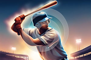 Illustration of a baseball player swinging the bat