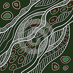 Illustration based on aboriginal style of dot background.