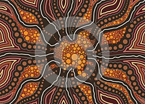 Illustration based on aboriginal style of dot background.