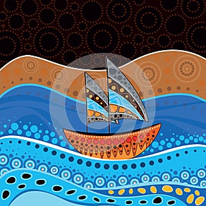 An illustration based on aboriginal style of dot painting