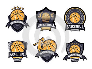 Illustration of basketball logo set