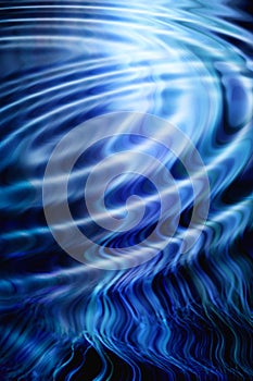 Illustration of beams of light with rippling effect against a dark background. Abstract circles and spiral zigzag lines