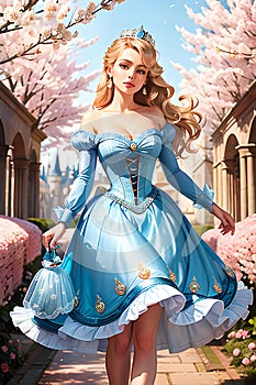 Illustration of beautiful princess in fairy tail world