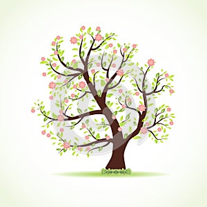 Illustration of beautiful spring tree