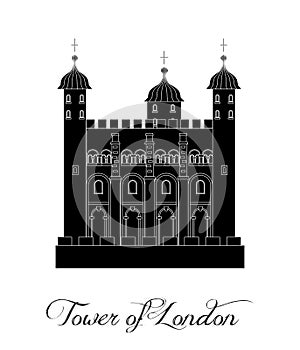 The illustration with the beautiful tower of london