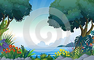 illustration of beautiful tropical island background