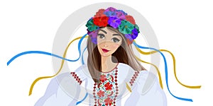 Illustration of a beautiful Ukrainian girl in national costume