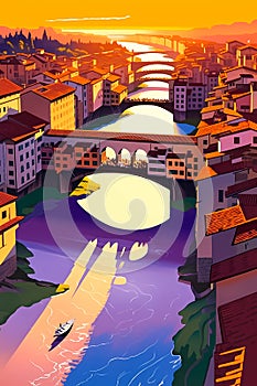 Illustration of beautiful view of Florence, Italy