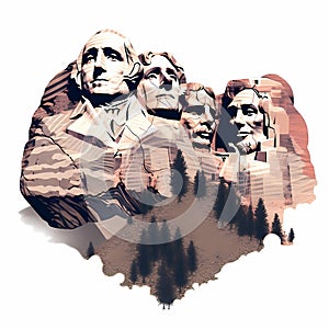 Illustration of a beautiful view of the Mount Rushmore, USA