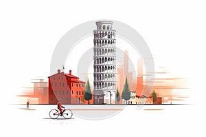 Illustration of beautiful view of Pisa, Italy