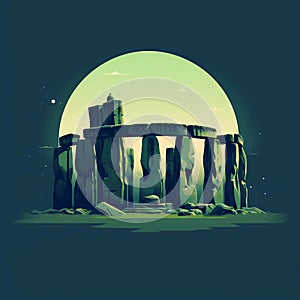 Illustration of beautiful view of Stonehenge, United Kingdom